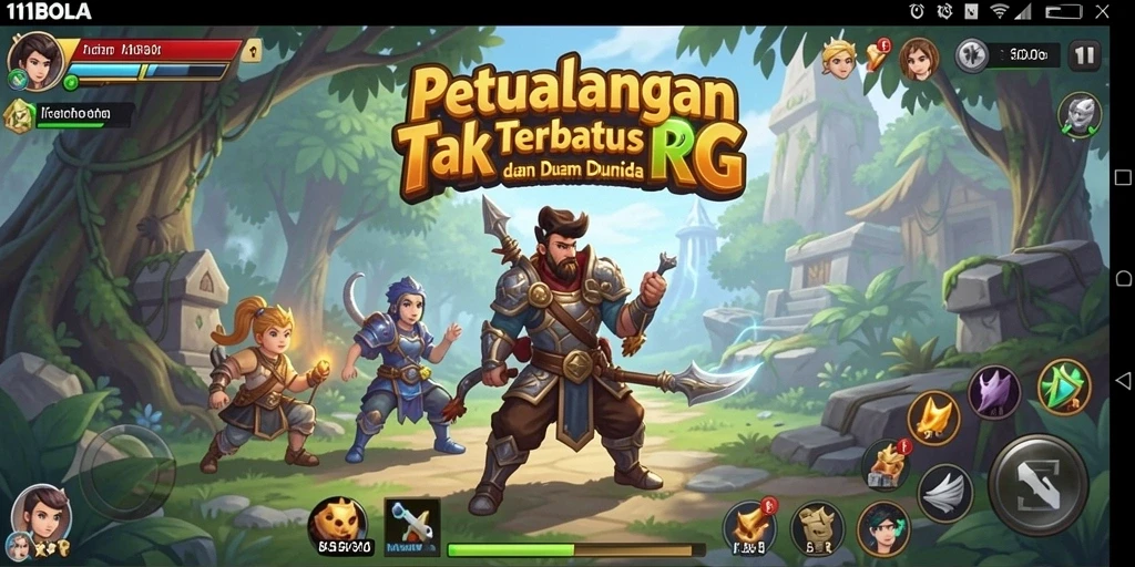 Screenshot gameplay RPG 11BOLA dengan karakter beraksi.