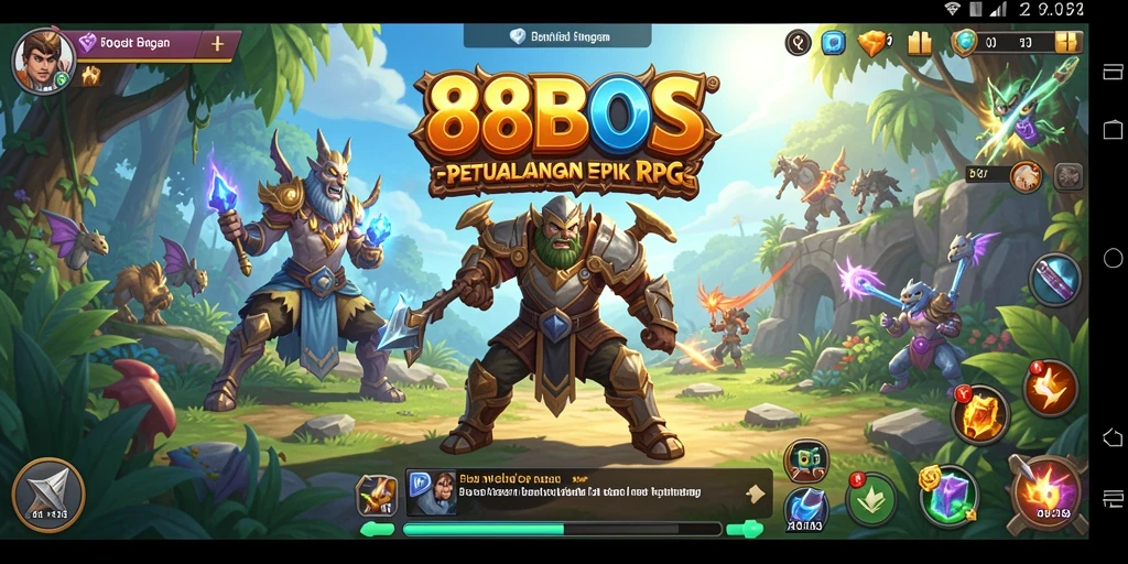 Tampilan gameplay menegangkan dari 88BOS dengan berbagai karakter dan musuh.