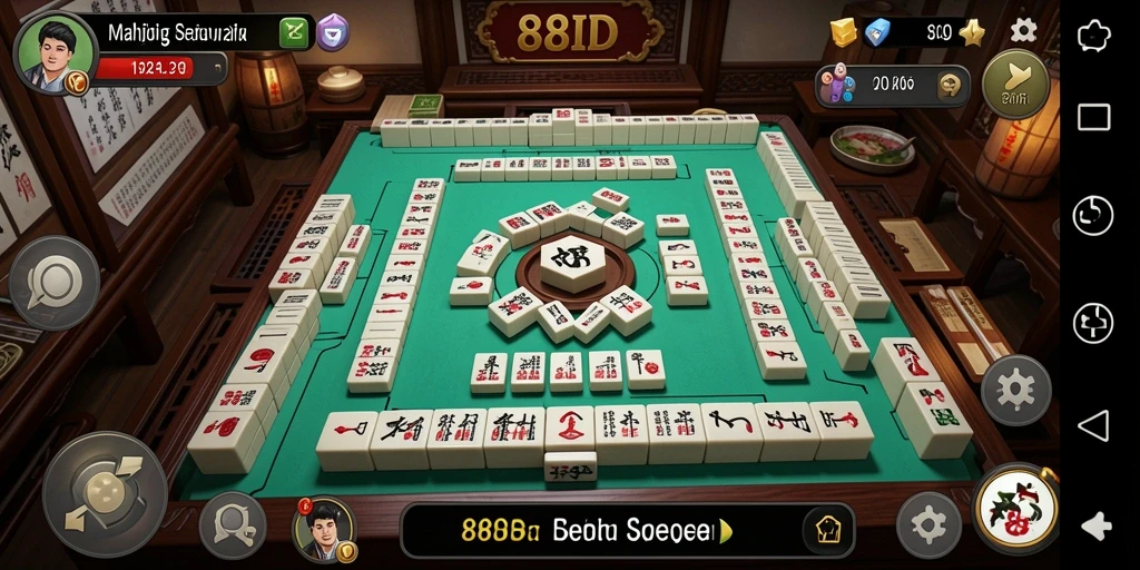 Tangkapan layar gameplay 88ID dengan desain ubin Mahjong yang menarik.