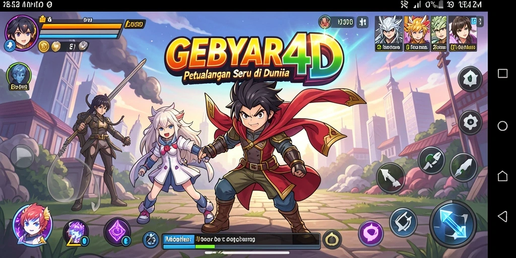 Screenshot GEBYAR4D menunjukkan karakter-katrakter ikonik bertarung dalam aksi seru.