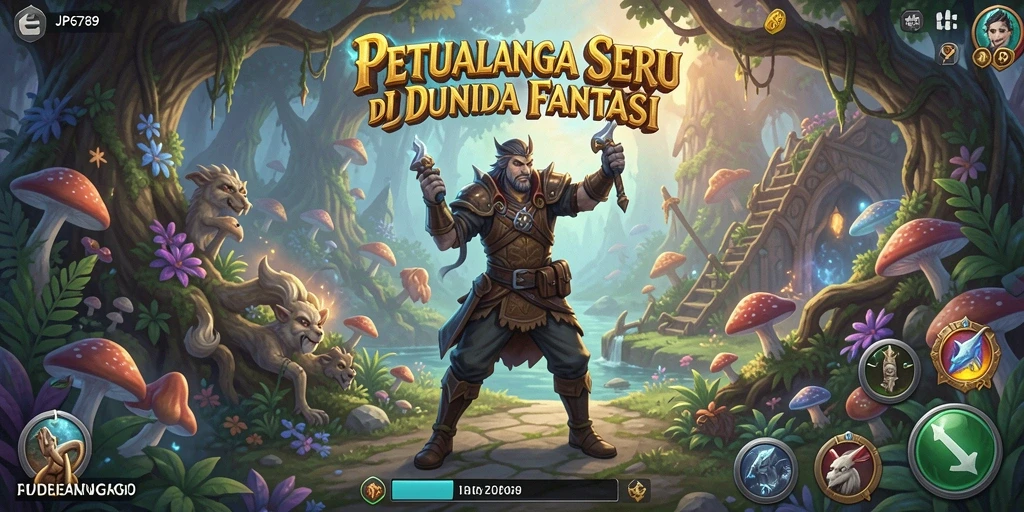 Tampilan gameplay yang epik dalam <strong>JP6789</strong> saat bertarung dengan monster di dunia fantastis.