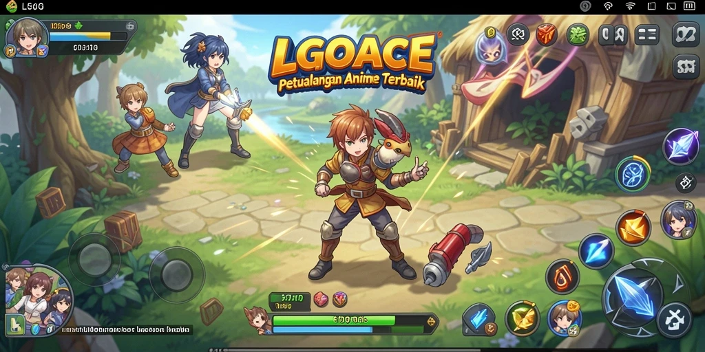 Tampilan gameplay seru di dunia LGOACE yang penuh warna.