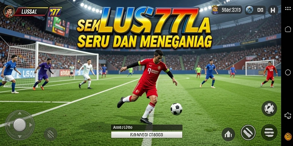 Screenshot gameplay LUSA777 menampilkan aksi mendebarkan di lapangan sepak bola.