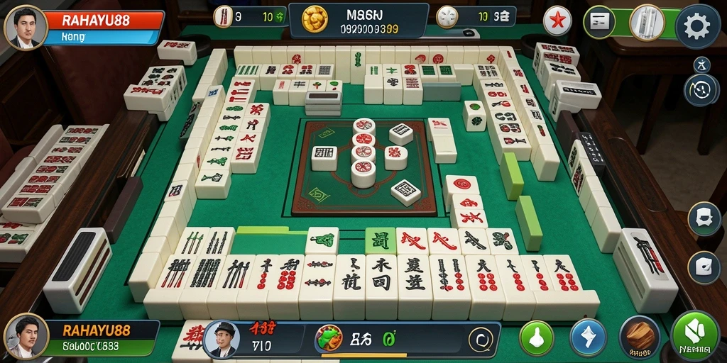 Tampilan gameplay RAHAYU88 yang mendebarkan dan penuh strategi Mahjong.