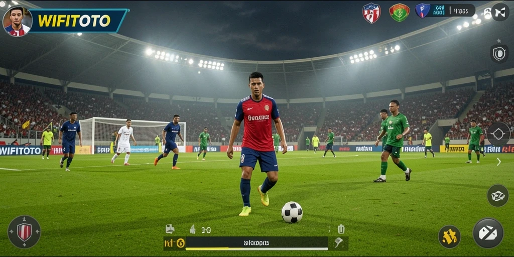 Gameplay WIFITOTO yang seru dan interaktif dalam pertandingan sepak bola.